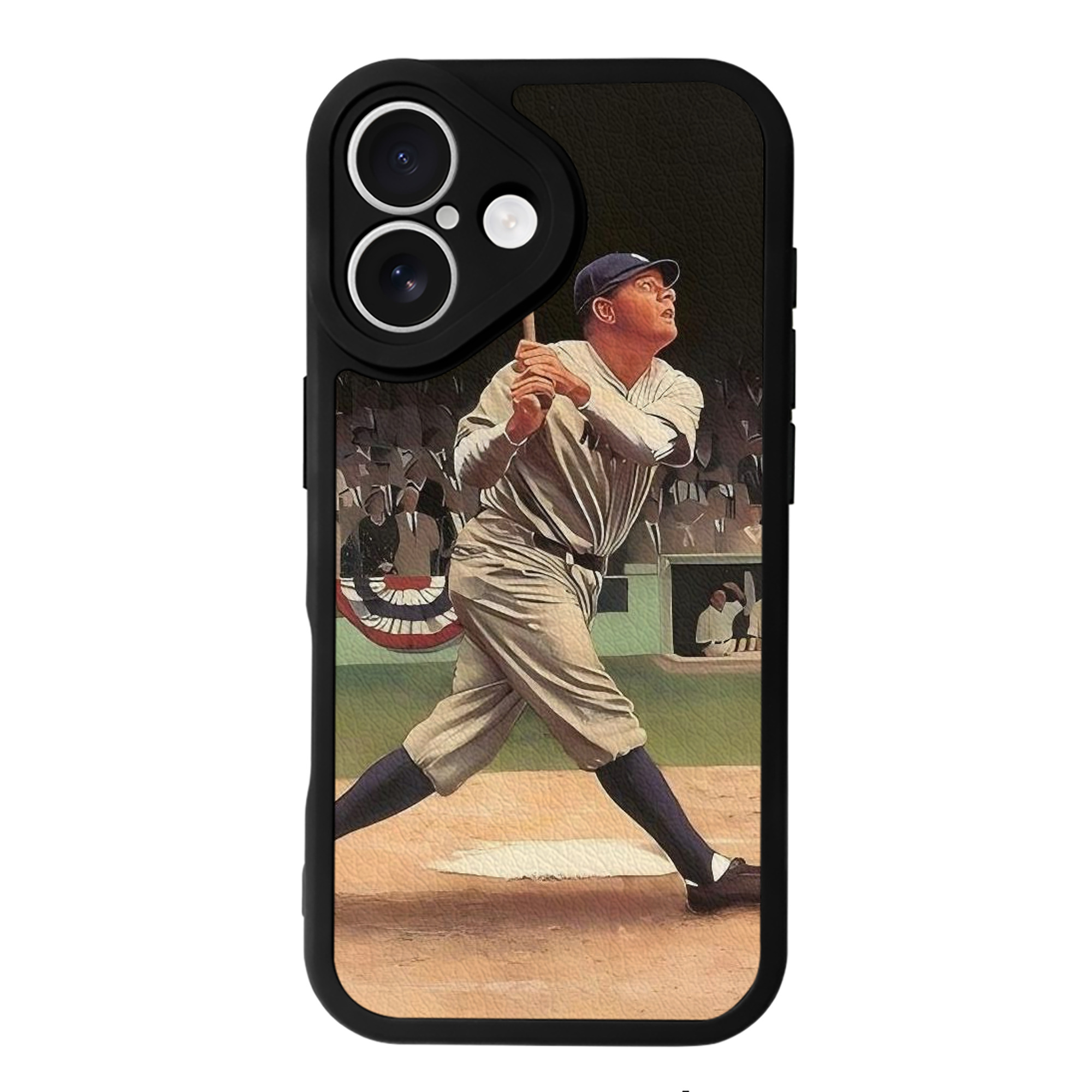 Babe Ruth 35 IPhone 16 Silicone Leather Case – UV Print, Lambskin Texture – Perfect Fit, Wireless Charging Compatible, Scratch Resistant, Precise Cutouts – Stylish Protection For IPhone 16